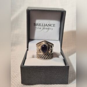 Vintage Tibetian 925  Silver Ring with Purplw Amethyste